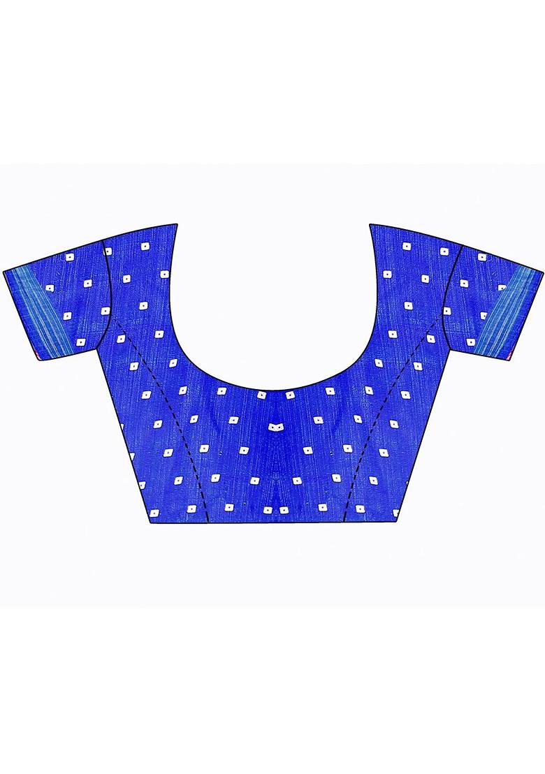 Turquoise Blue Printed Art Silk Saree Set