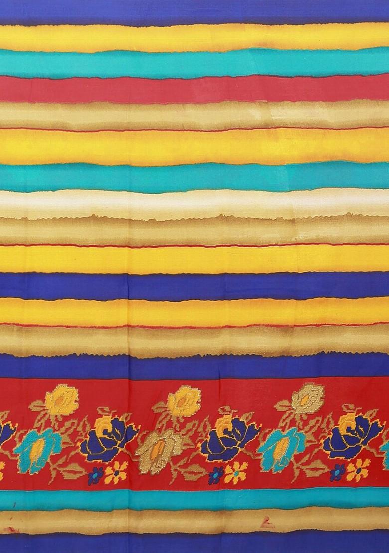 Blue Printed Georgette Saree Set (Set Of 2)