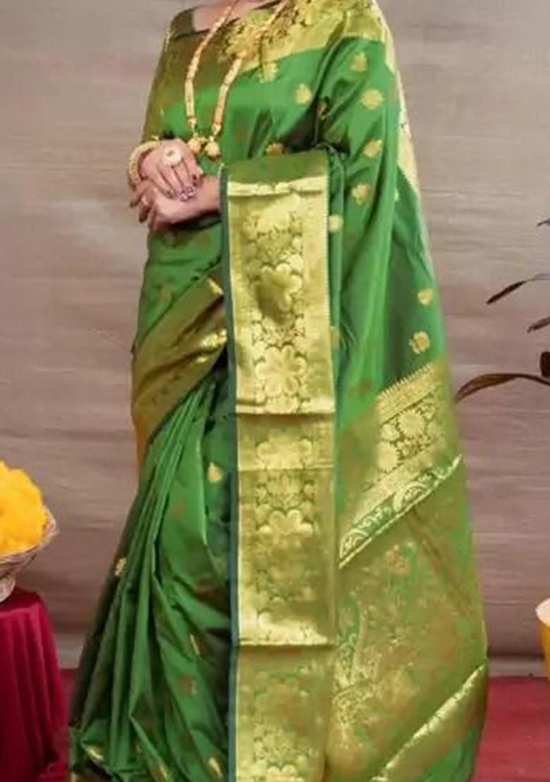 Green woven Kanjeevaram Saree Set