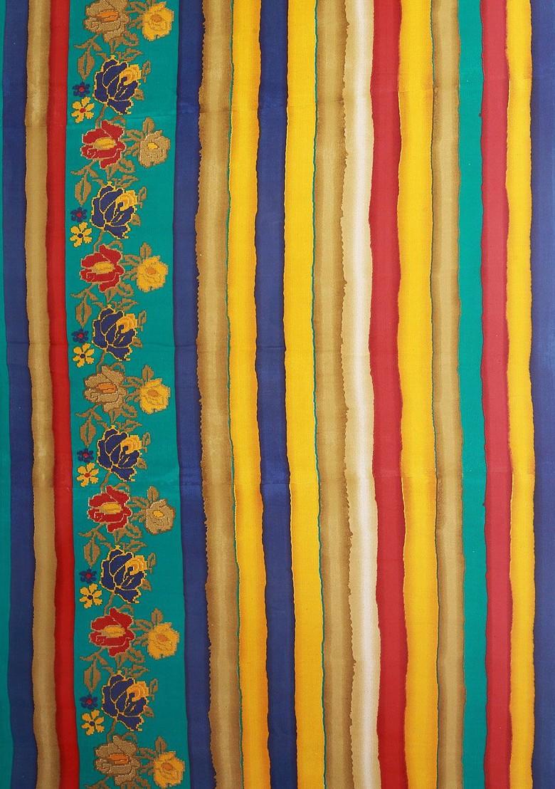 Turquoise Blue Embroidered Georgette Saree Set (Set Of 2)