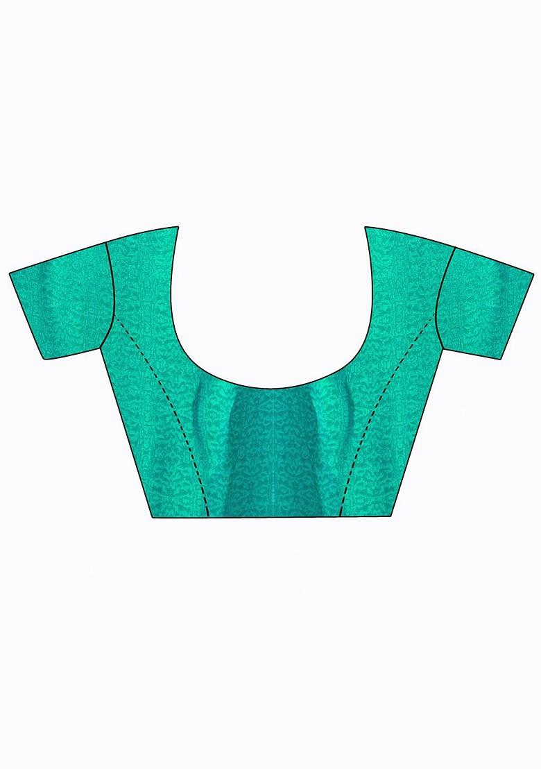 Turquoise Blue Embroidered Georgette Saree Set (Set Of 2)