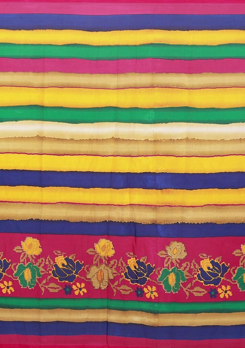 Beige Embroidered Georgette Saree Set (Set Of 2)