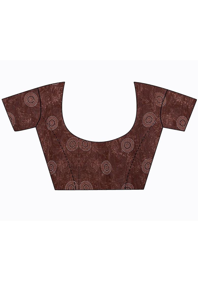 Beige Embroidered Georgette Saree Set (Set Of 2)