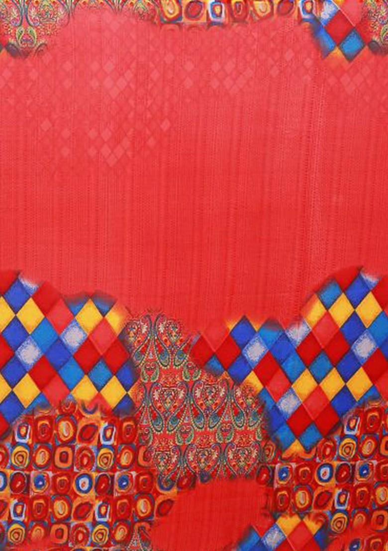 Maroon Embroidered Georgette Saree Set