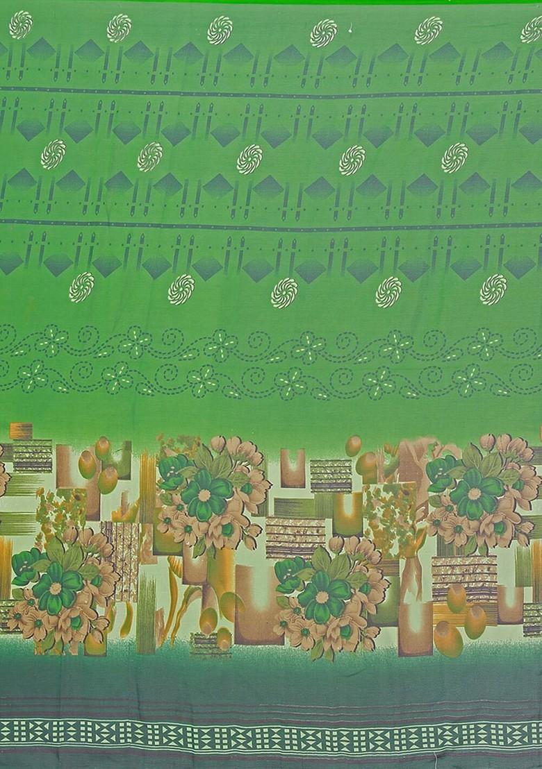 Green Embroidered Georgette Saree Set (Set Of 2)