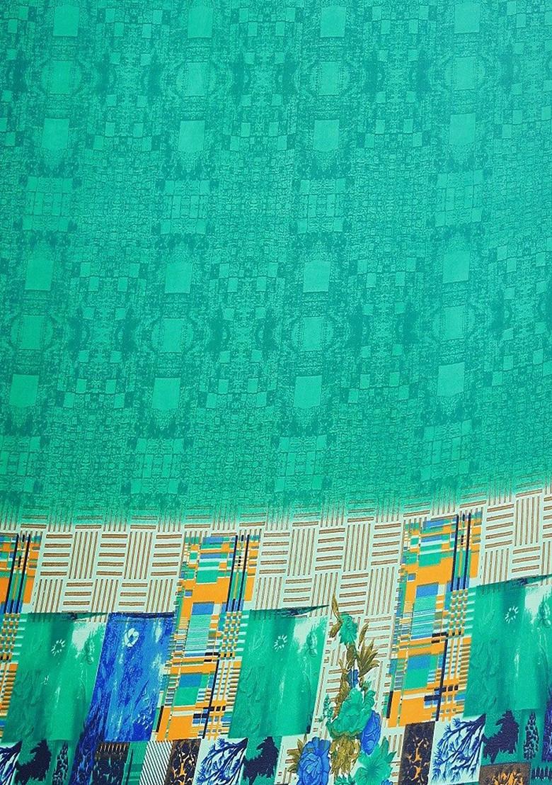 Beige Floral Georgette Saree Set (Set Of 2)