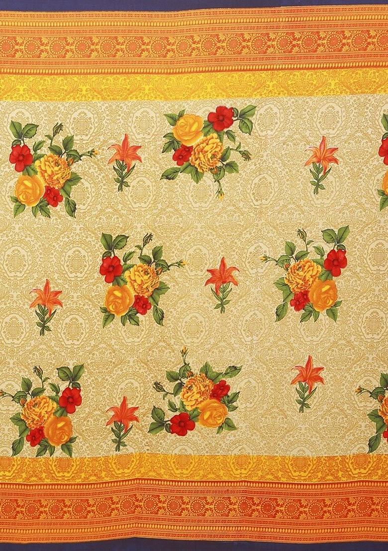 Red Printed Georgette Saree Set (Set Of 2)