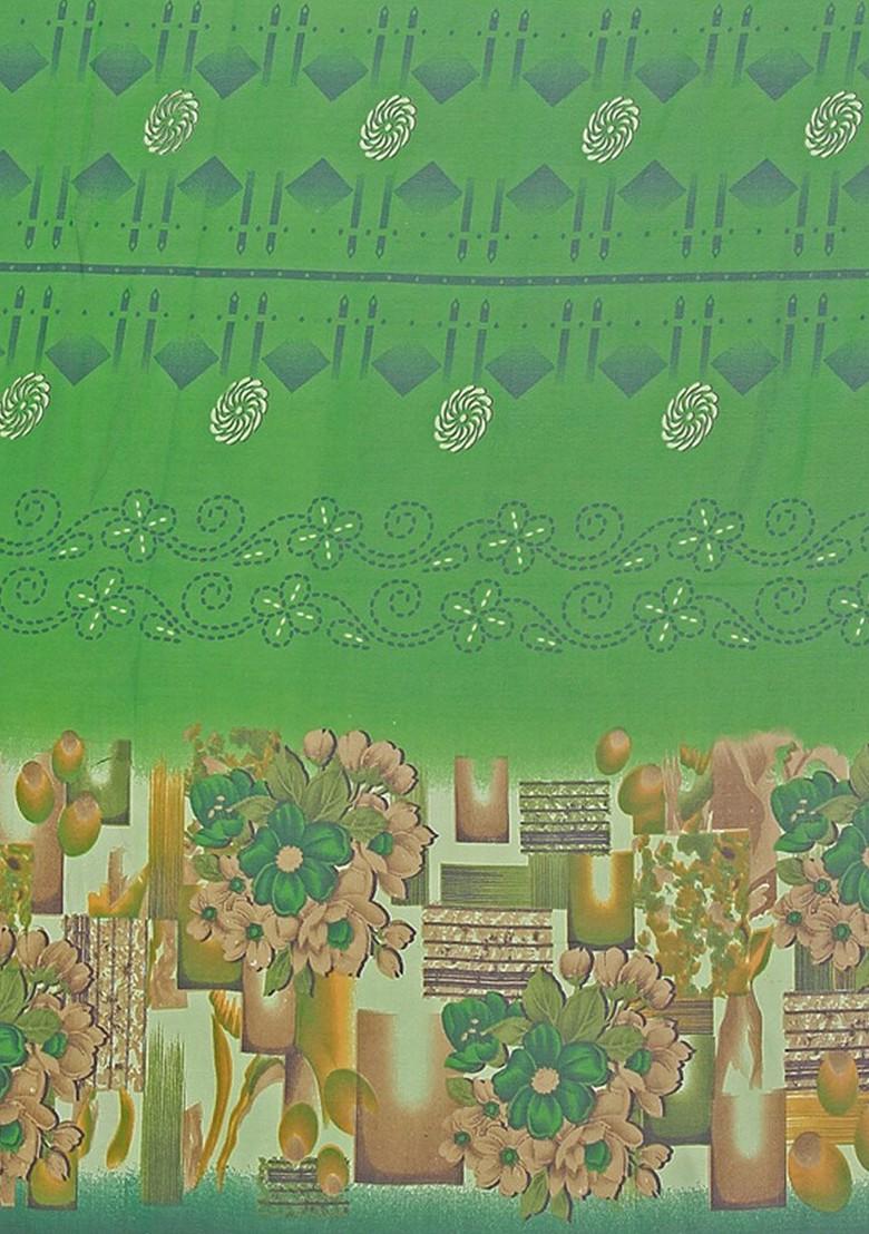 Green Embroidered Georgette Saree Set (Set Of 2)