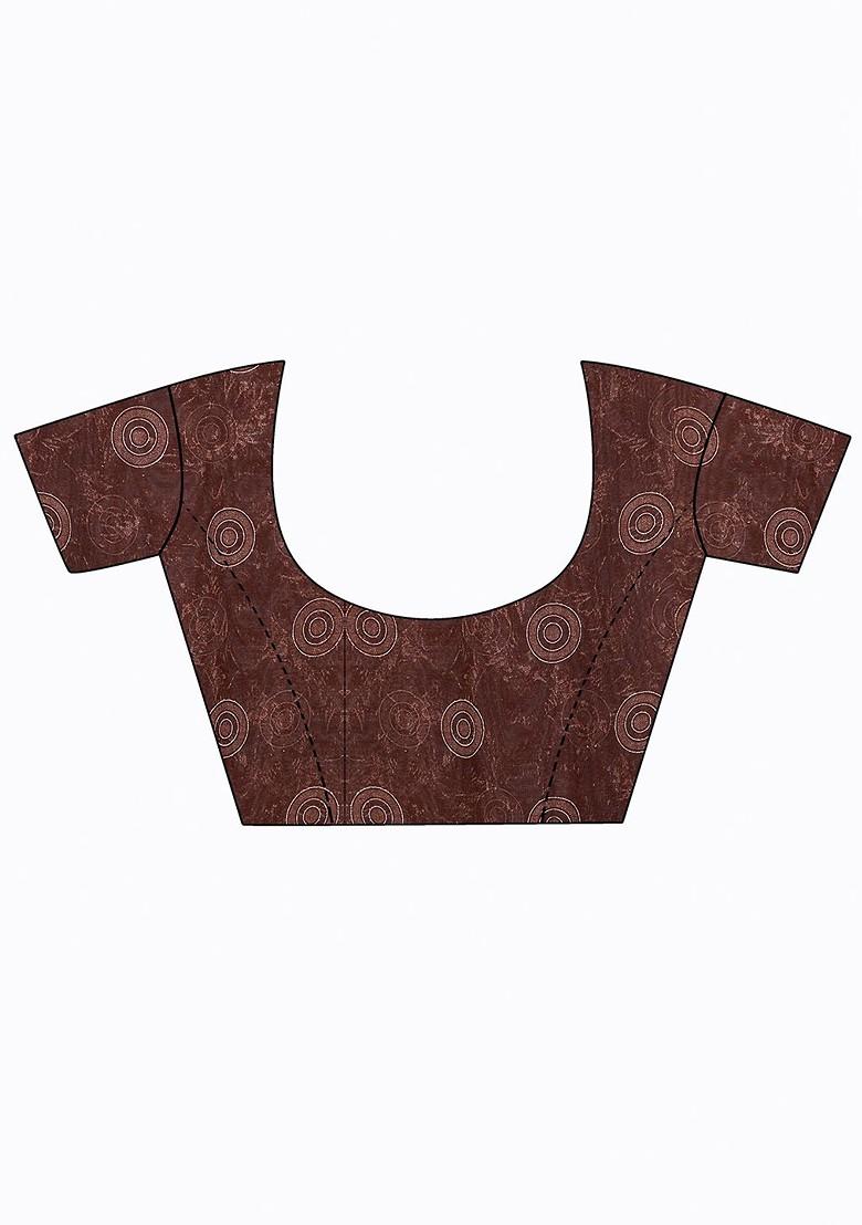 Beige Embroidered Georgette Saree Set (Set Of 2)