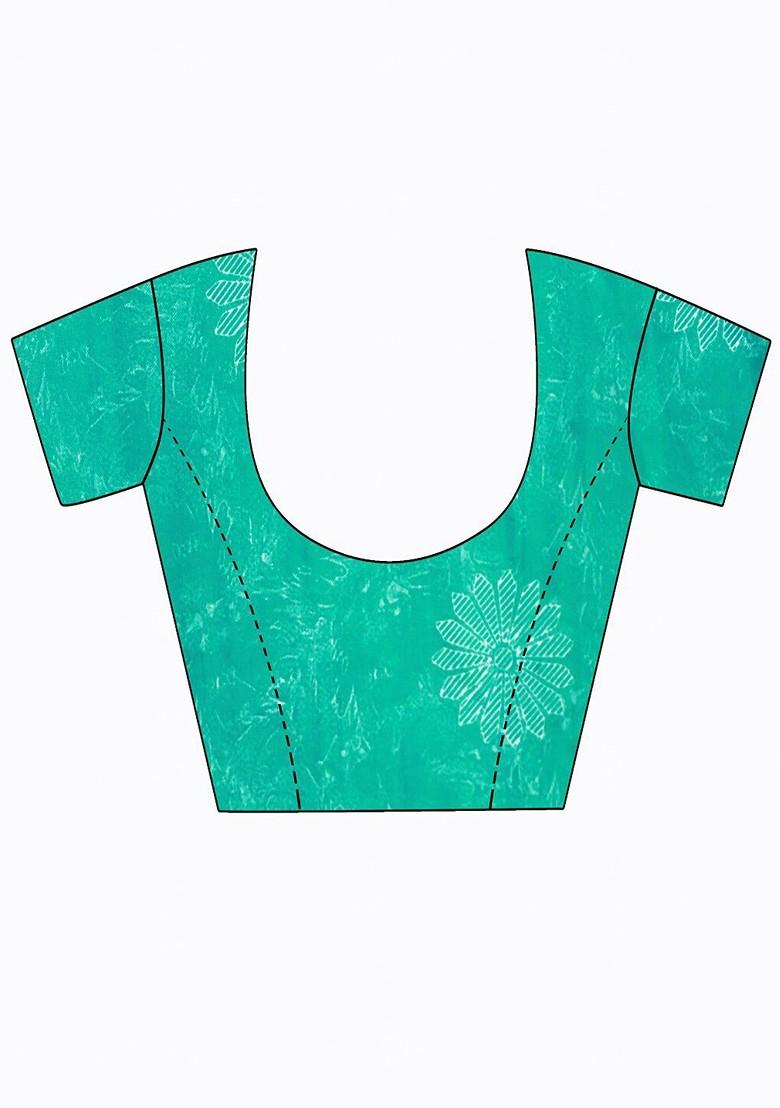 Turquoise Blue Embroidered Georgette Saree Set (Set Of 2)