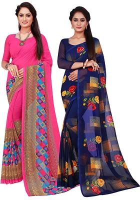 Magenta Embroidered Poly Blend Saree Set