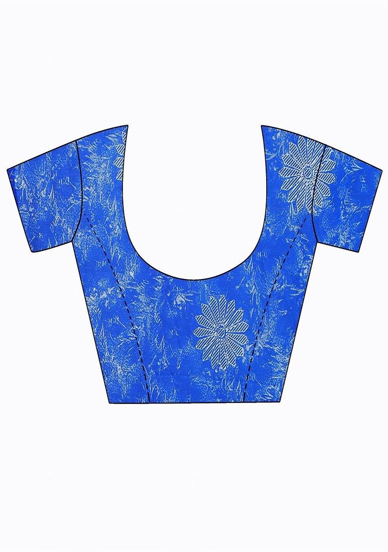 Blue Printed Georgette Saree Set