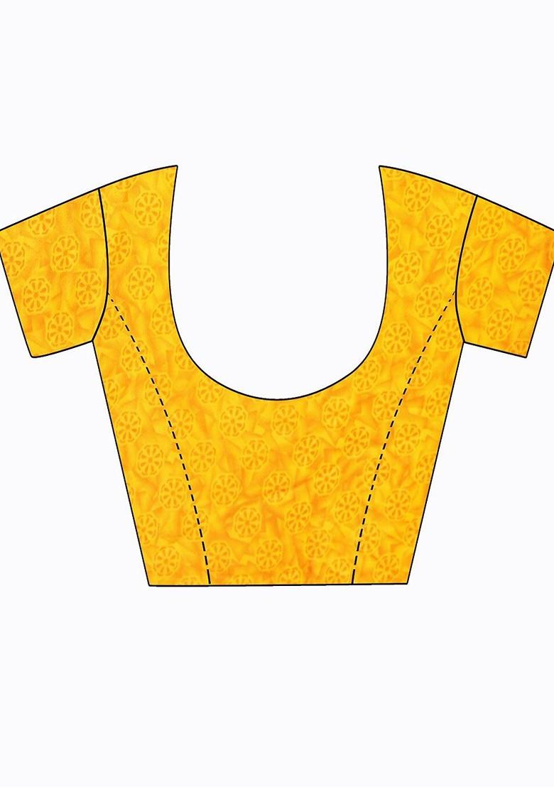 Yellow Printed Georgette Saree Set (Set Of 2)