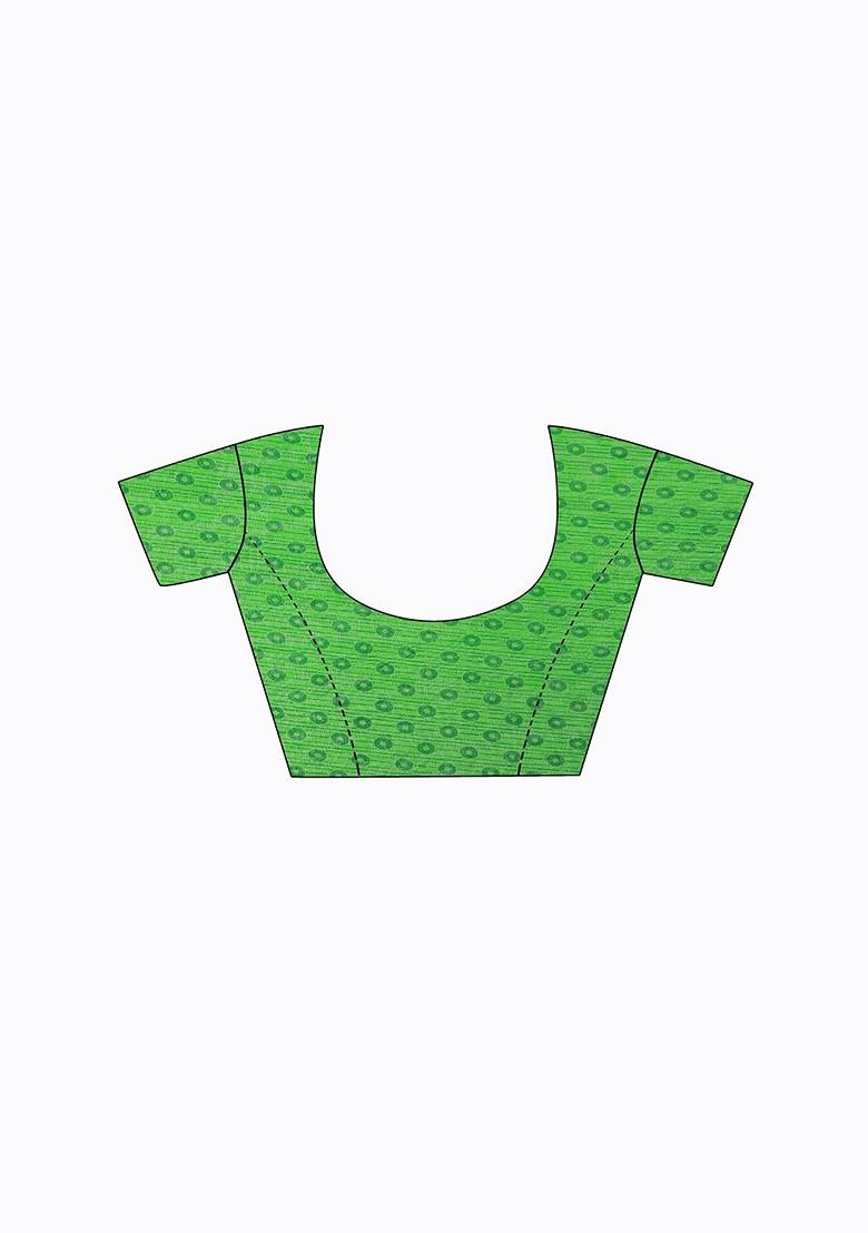 Green Floral Georgette Saree Set (Set Of 2)