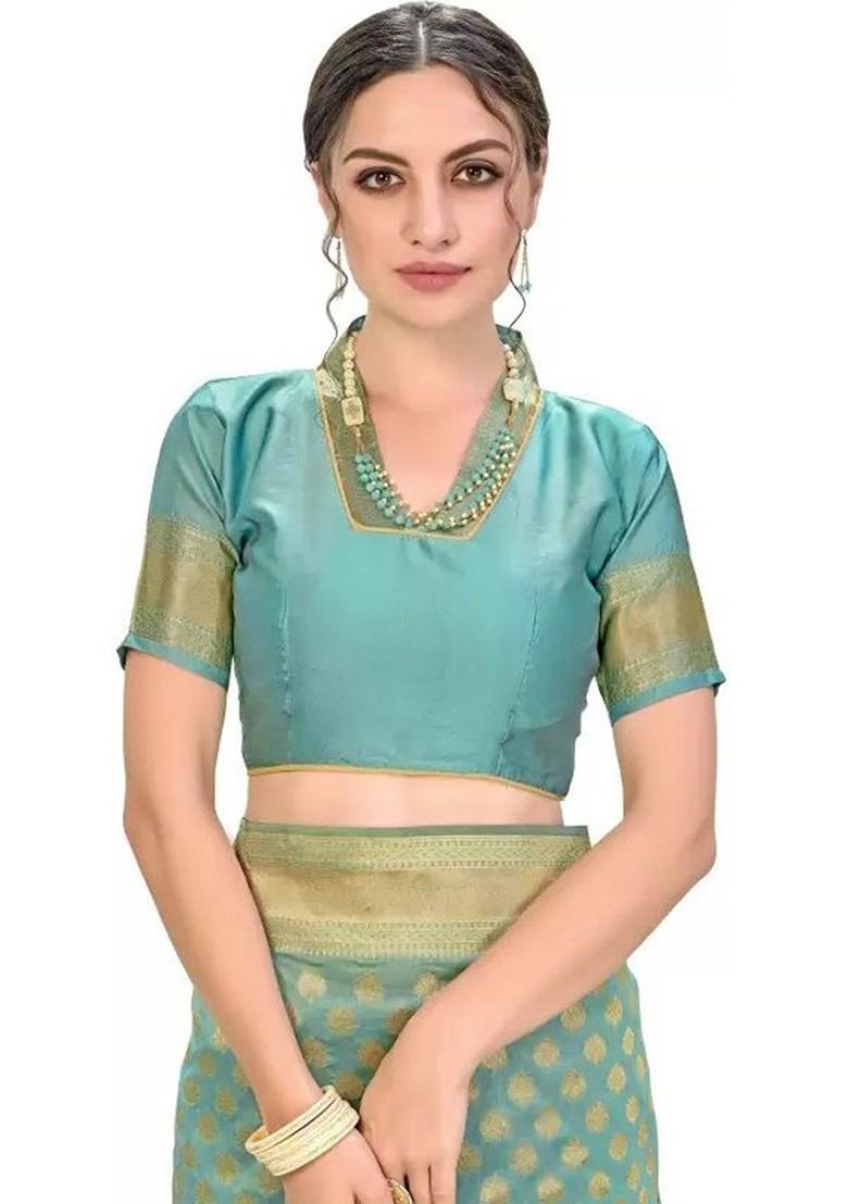 Green woven Silk Saree Set
