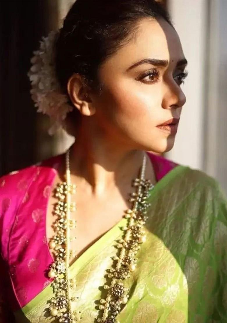 Green woven Silk Saree Set