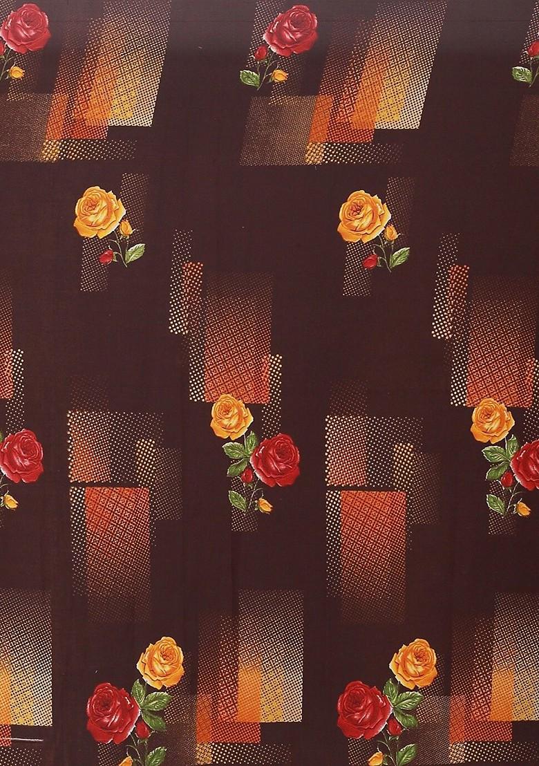 Brown Embroidered Georgette Saree Set (Set Of 2)