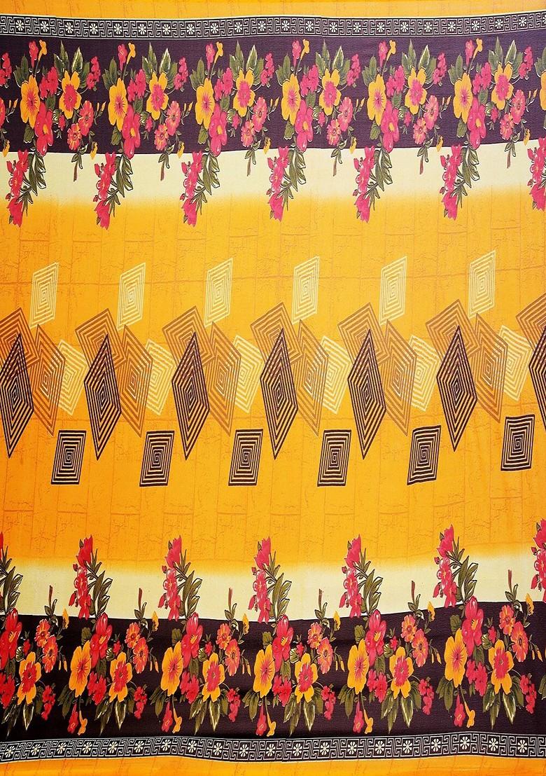 Yellow Embroidered Georgette Saree Set (Set Of 2)