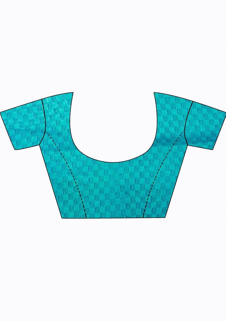 Turquoise Blue Floral Georgette Saree Set (Set Of 2)