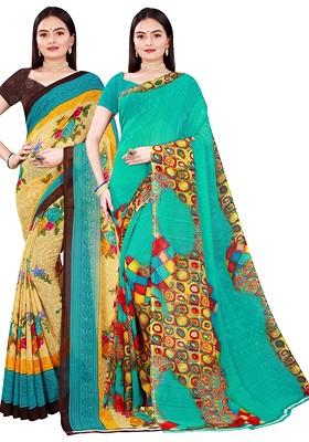 Green Embroidered Georgette Saree Set