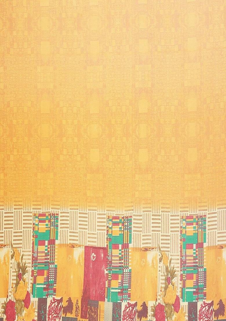 Beige Printed Georgette Saree Set (Set Of 2)