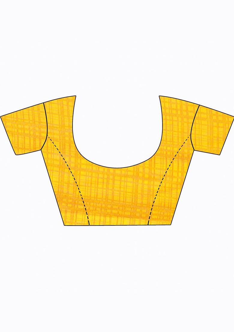 Yellow Embroidered Georgette Saree Set (Set Of 2)