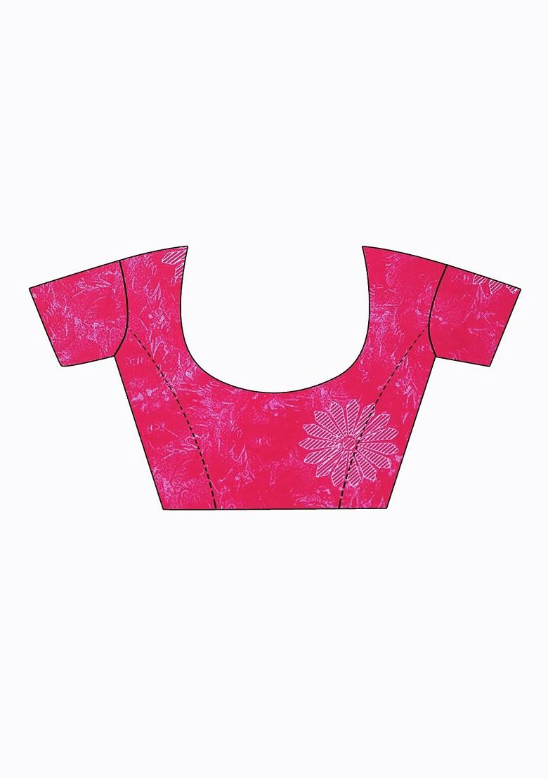 Pink Embroidered Georgette Saree Set (Set Of 2)