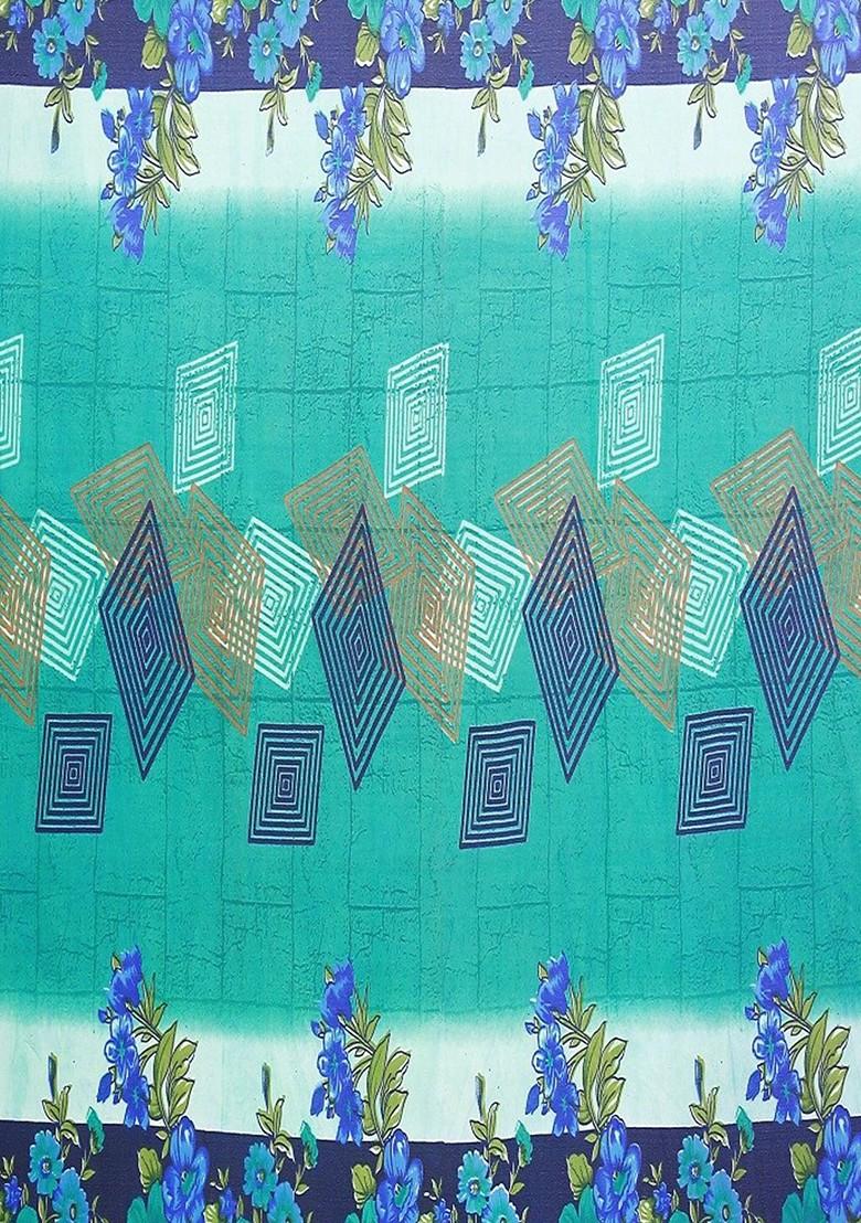 Sea Green Printed Georgette Saree Set (Set Of 2)