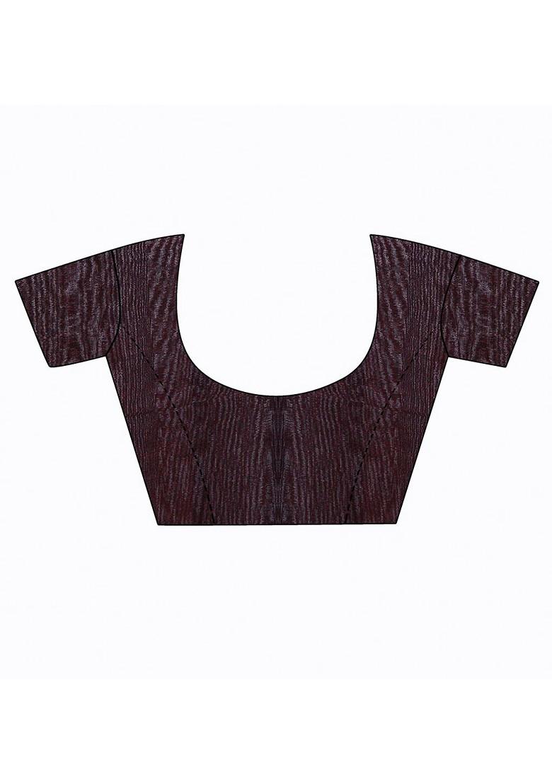 Brown Floral Georgette Saree Set (Set Of 2)