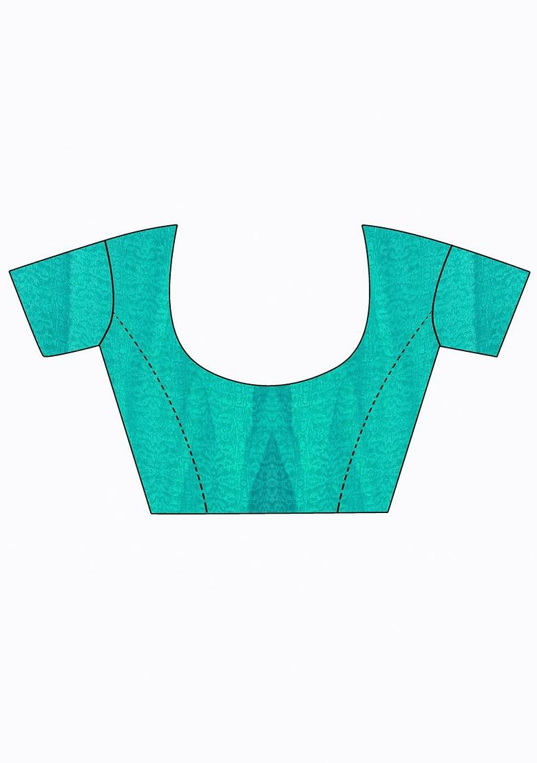 Green Embroidered Georgette Saree Set (Set Of 2)