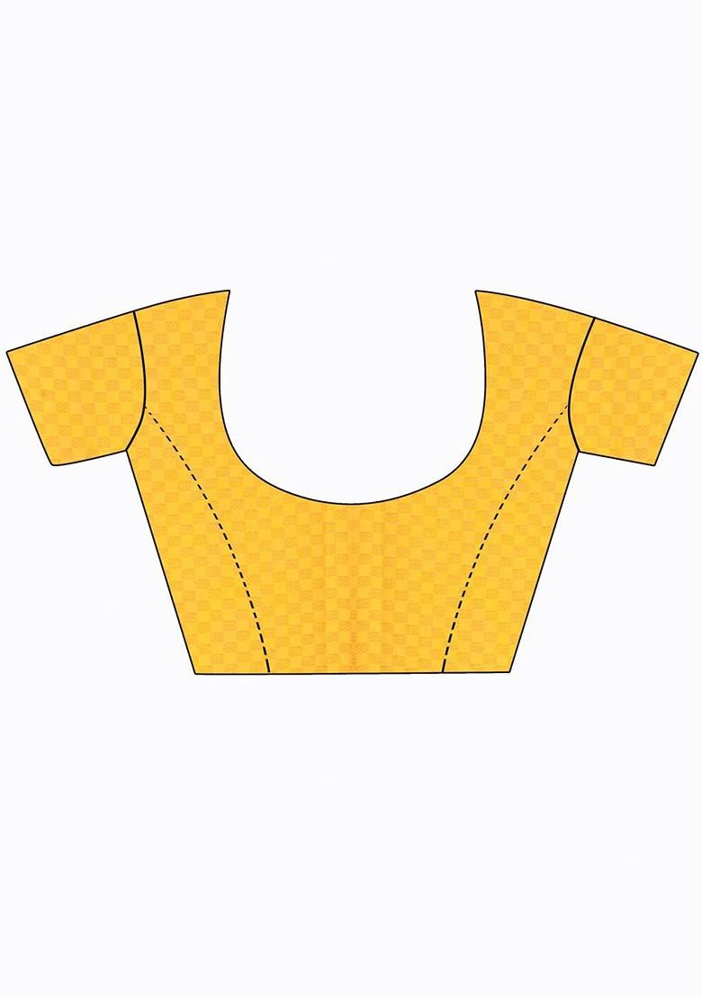 Yellow Embroidered Georgette Saree Set (Set Of 2)