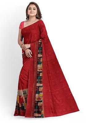 Peach Floral Georgette Saree Set