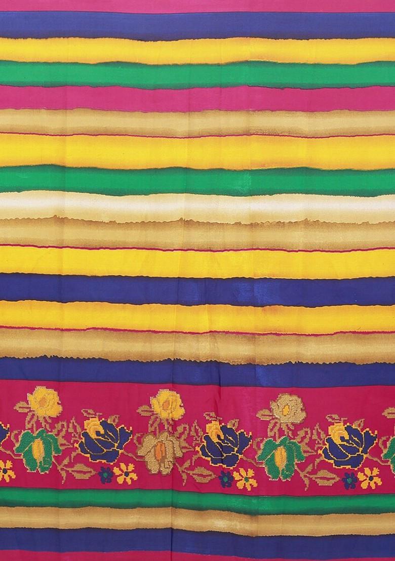 White Floral Georgette Saree Set