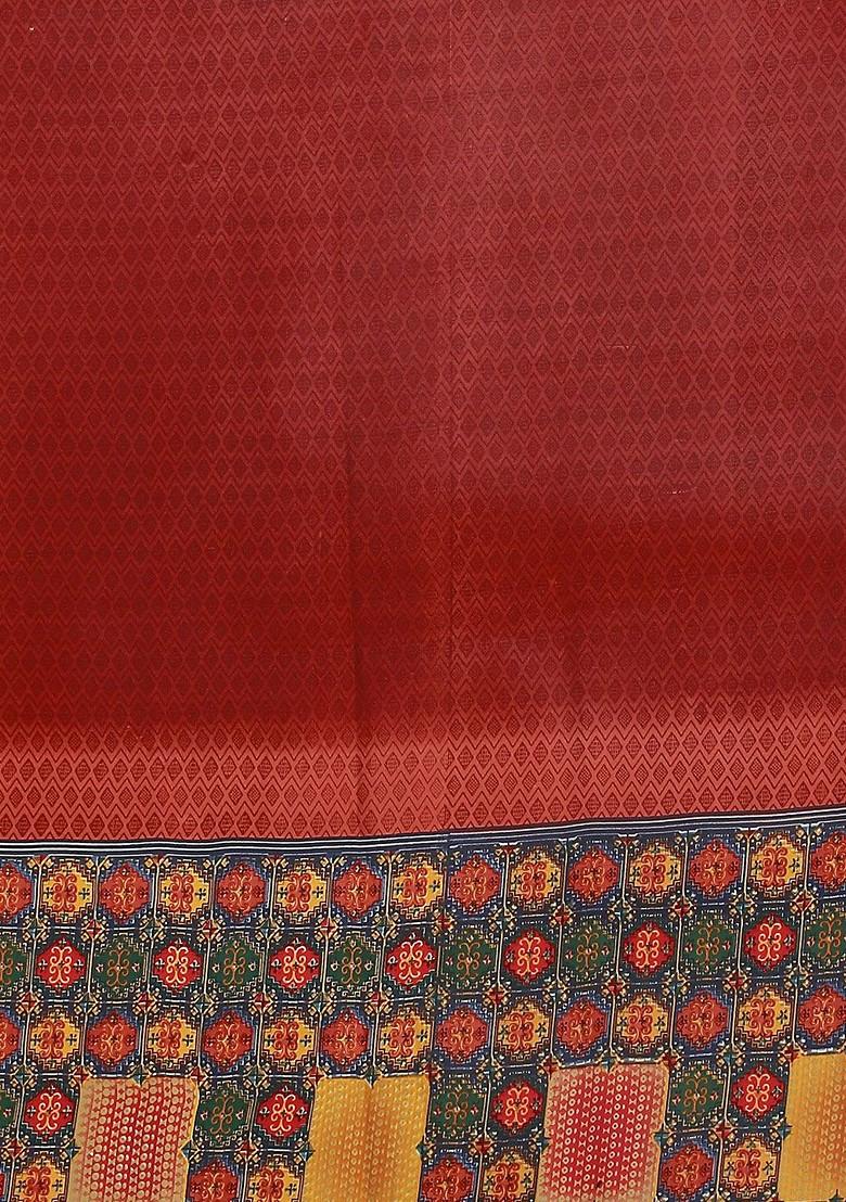 Brown Embroidered Georgette Saree Set (Set Of 2)