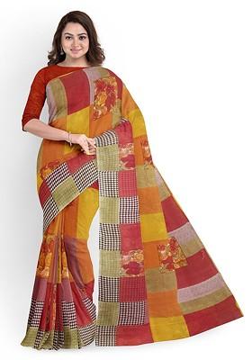 Red Embroidered Georgette Saree Set