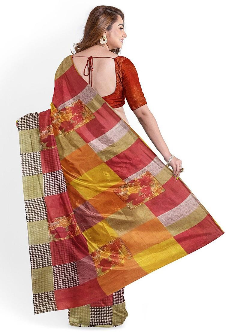 Red Embroidered Georgette Saree Set