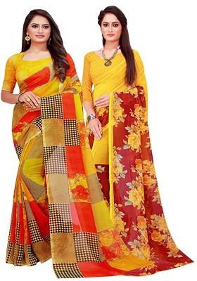 Maroon Embroidered Poly Blend Saree Set