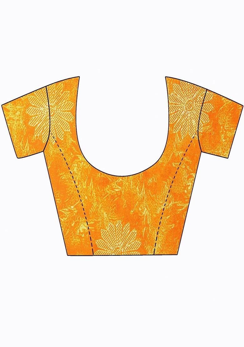 Yellow Printed Georgette Saree Set