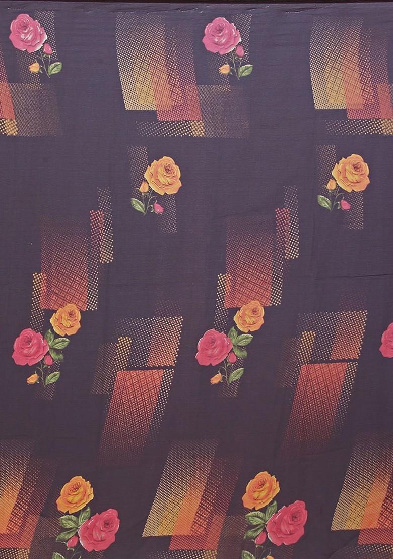 Green Floral Georgette Saree Set (Set Of 2)