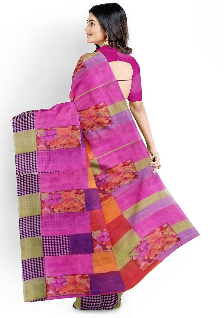 Pink Embroidered Georgette Saree Set