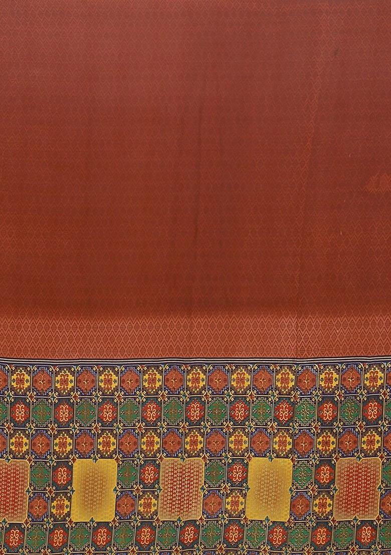 Beige Floral Georgette Saree Set (Set Of 2)