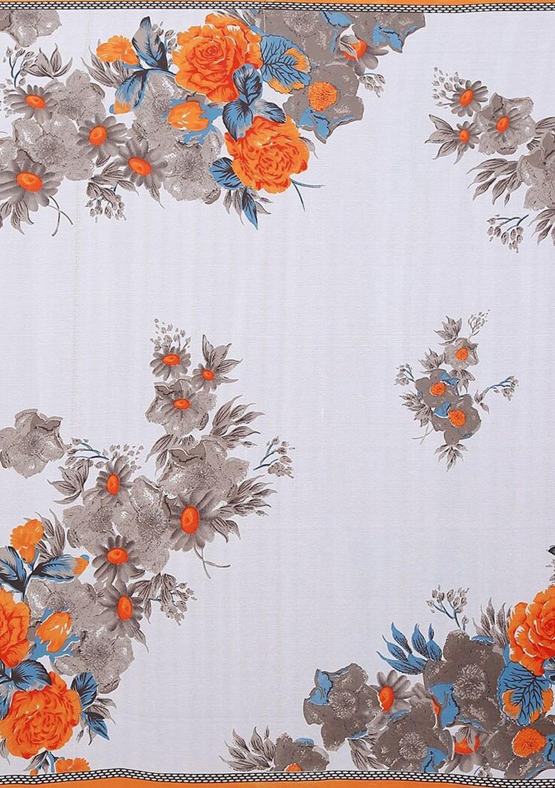 White Embroidered Georgette Saree Set