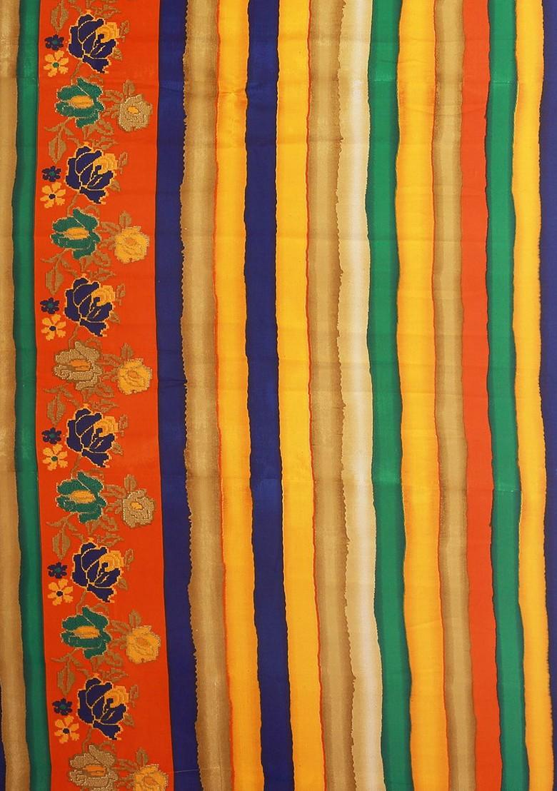 Yellow Embroidered Georgette Saree Set (Set Of 2)