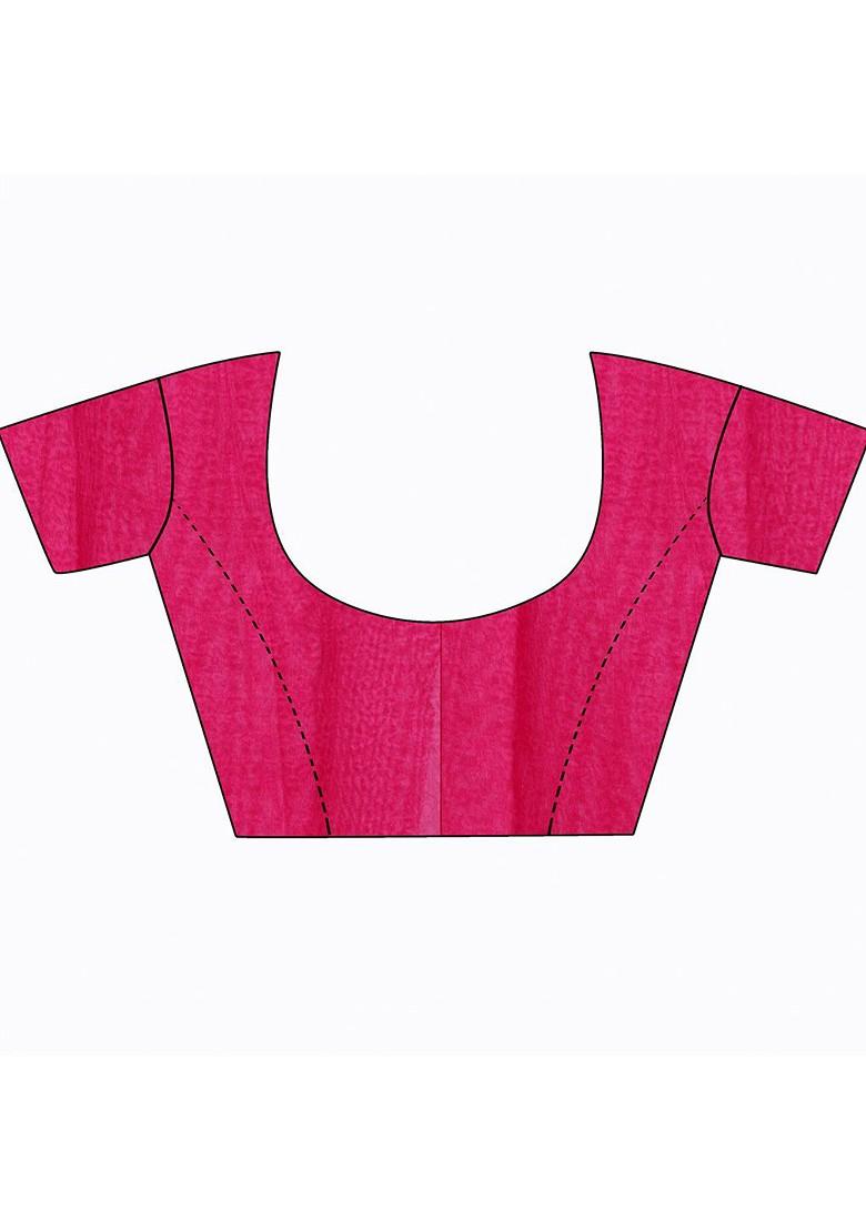 Pink Embroidered Georgette Saree Set (Set Of 2)