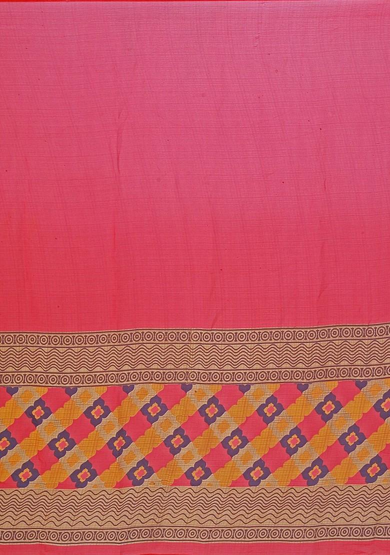 Red Floral Georgette Saree Set (Set Of 2)