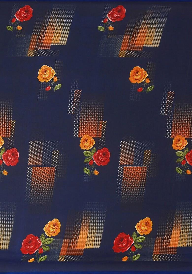 Beige Printed Georgette Saree Set (Set Of 2)