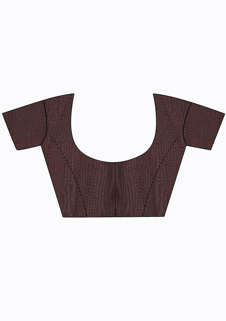 Brown Embroidered Georgette Saree Set