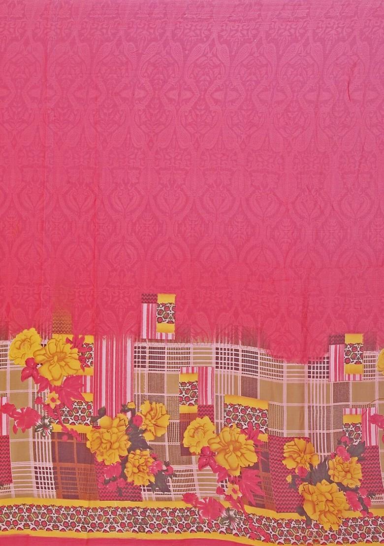 Red Embroidered Georgette Saree Set