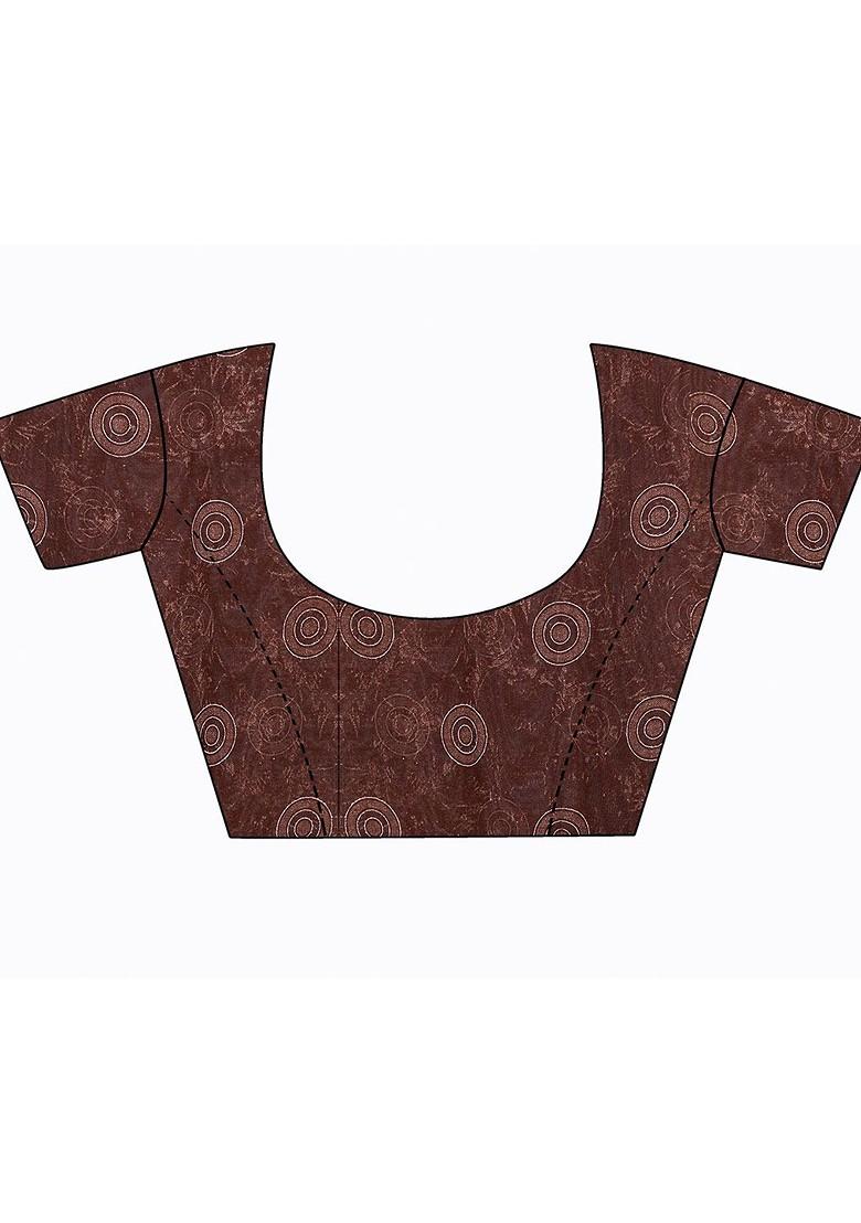 Beige Floral Georgette Saree Set (Set Of 2)