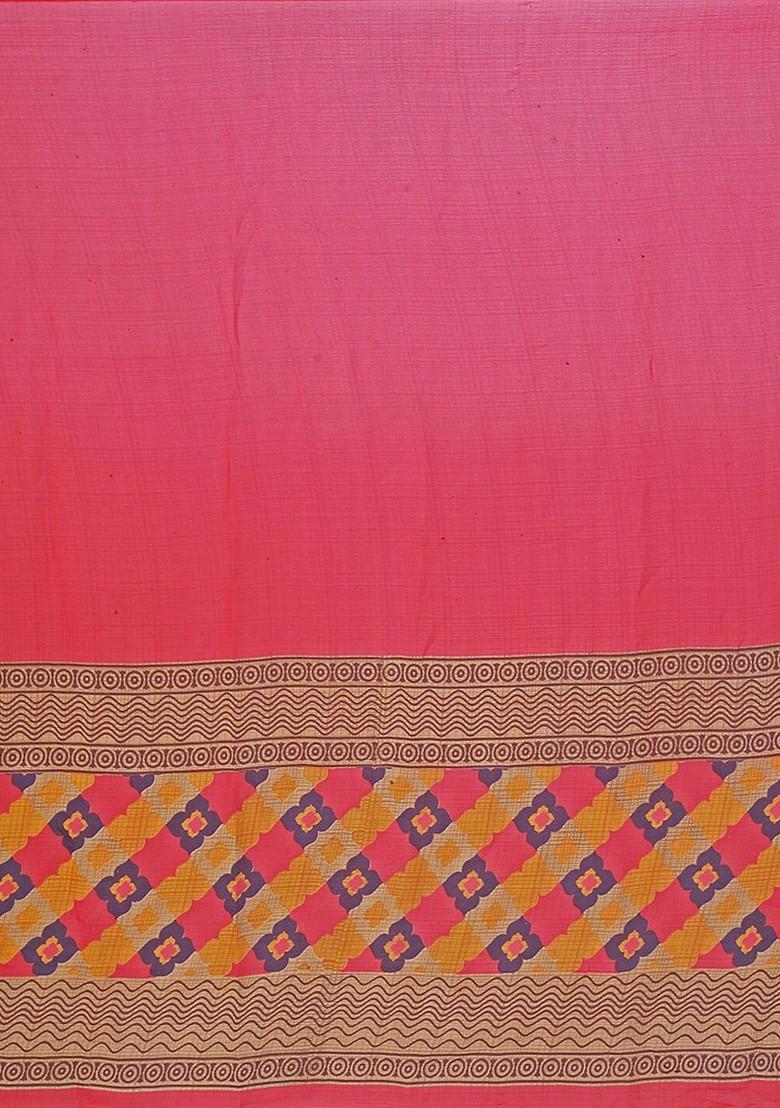 Red Printed Georgette Saree Set (Set Of 2)